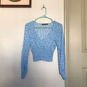 A&F SMOCKED-WAIST BLOUSE